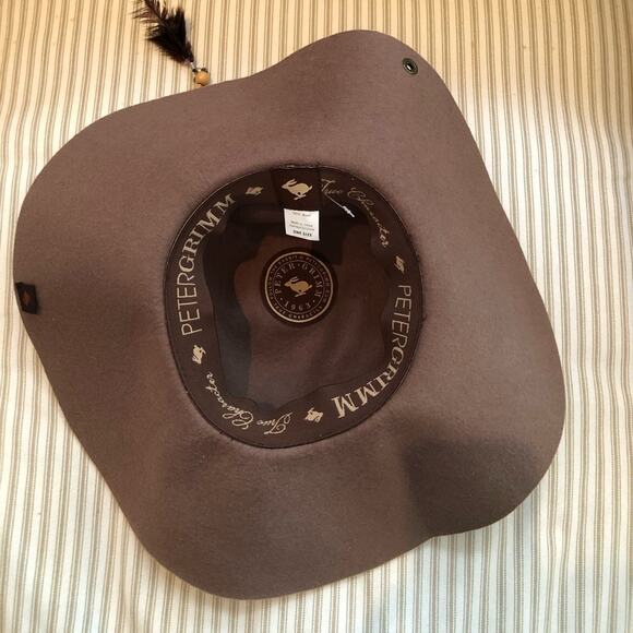 Peter Grimm Brown Wool Felt Brimmed Hat with Feathers - Picture 4 of 4